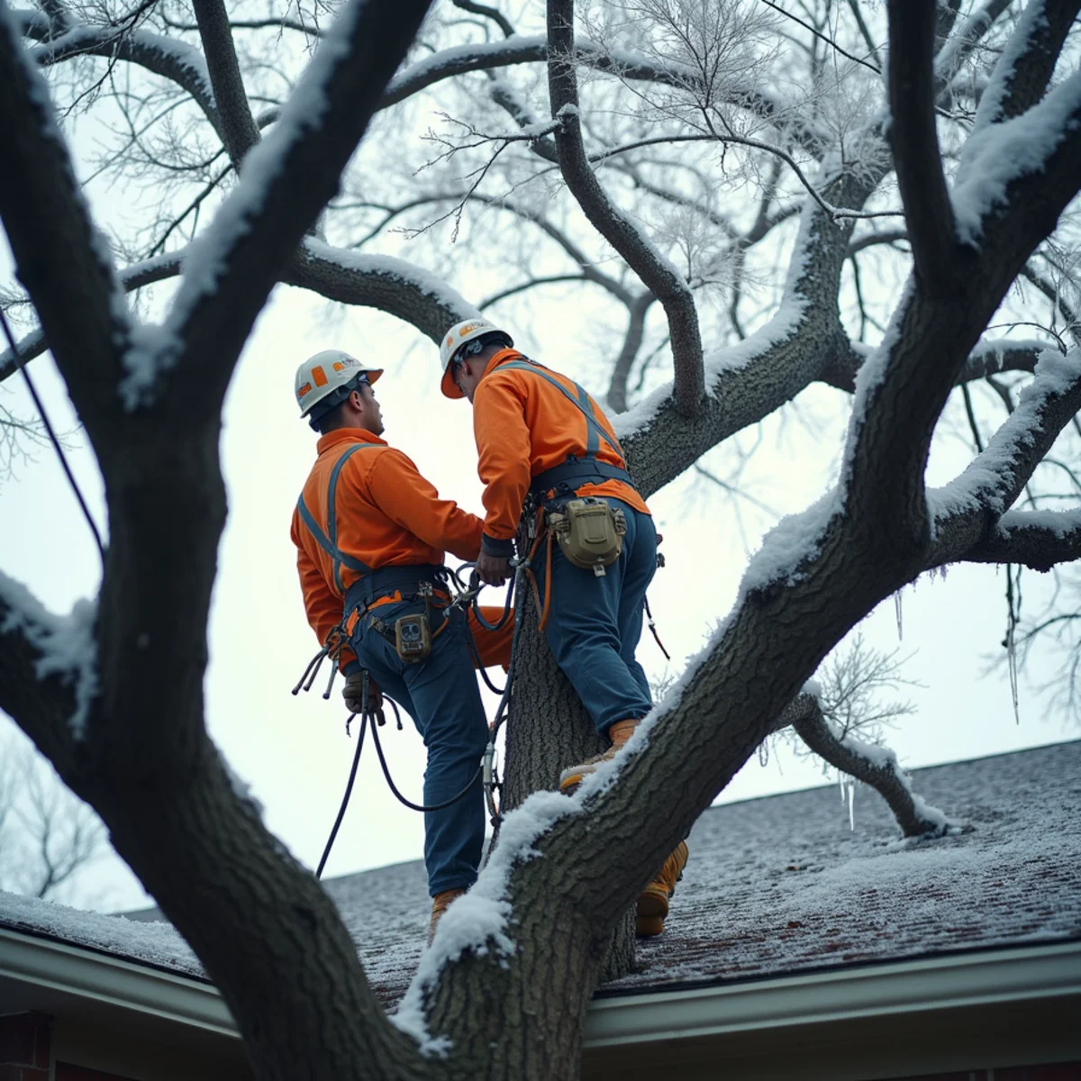 Field arborist inspection for ice storm tree damage austin