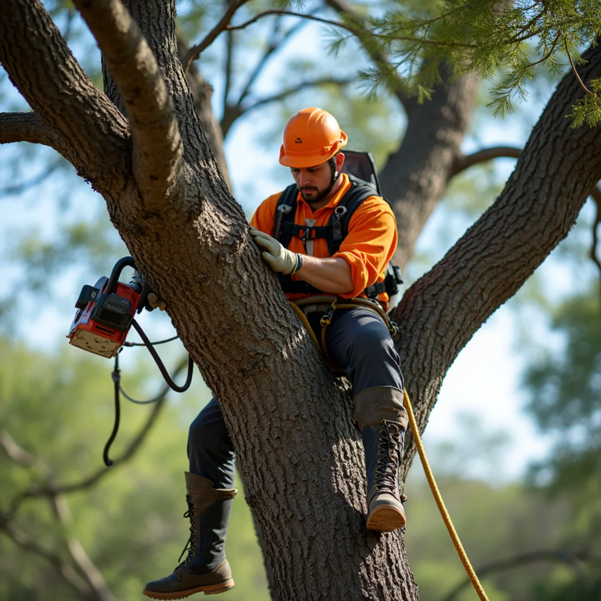 Clean lawn and restored property after freeze damaged trees texas