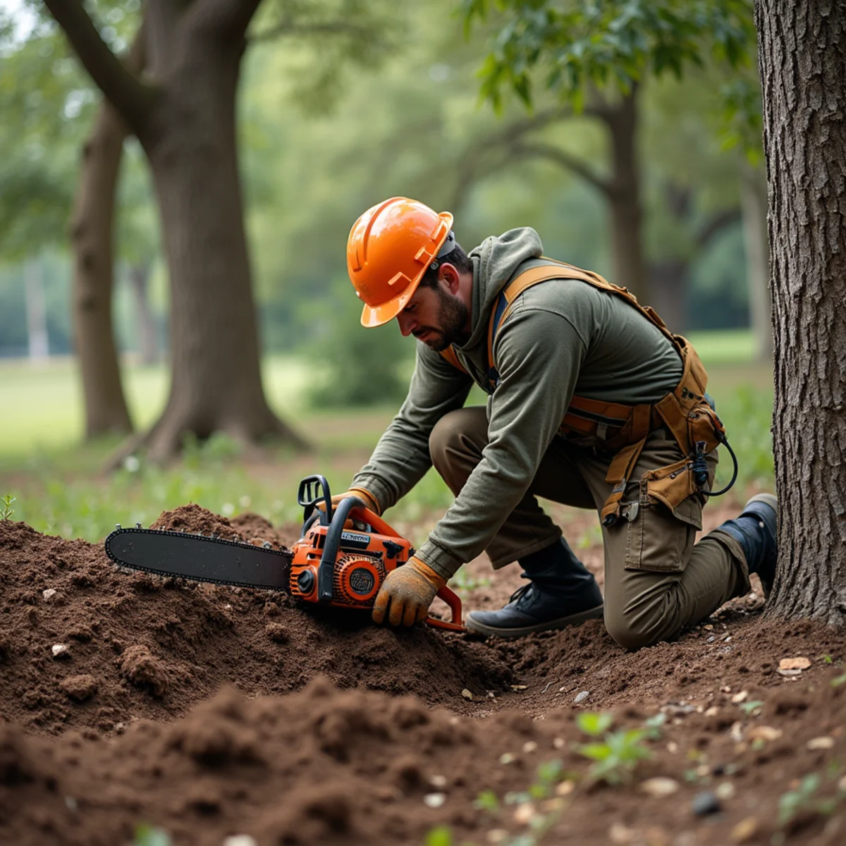 Specialized rigging equipment for planting after stump grinding