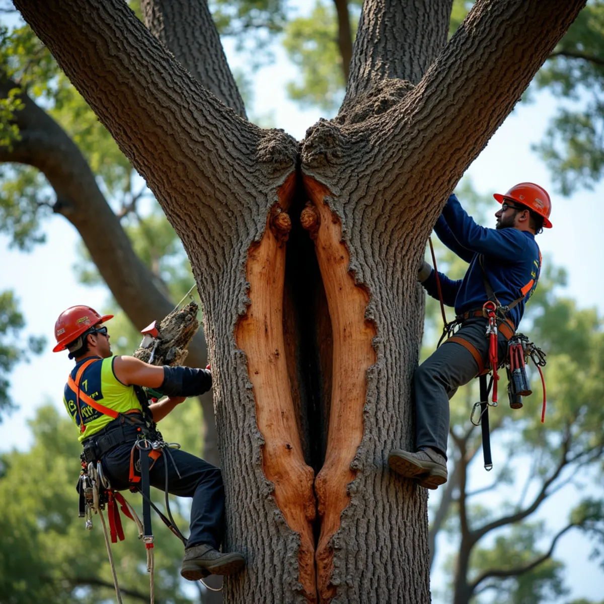 Specialized rigging equipment for signs a tree is dangerous