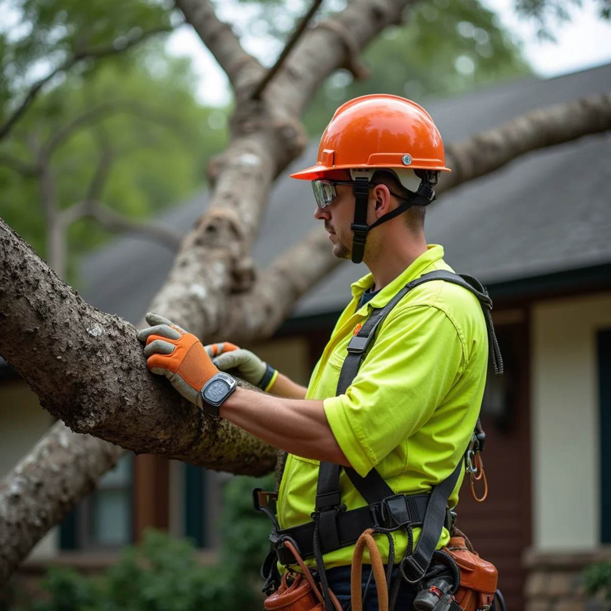 Field arborist inspection for tree fell on house austin