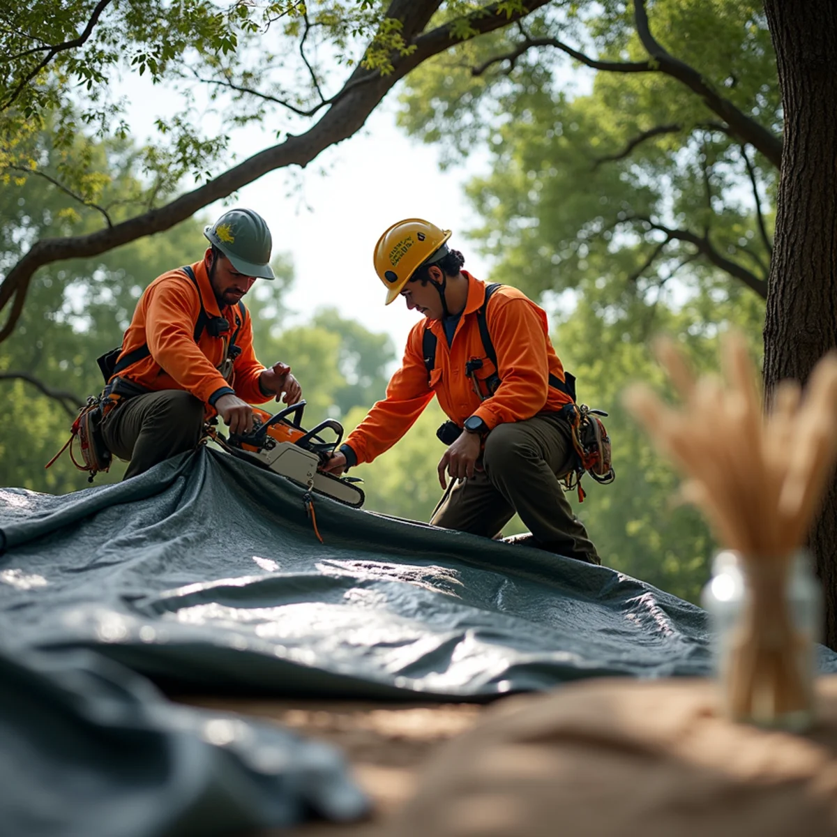 Clean lawn and restored property after tree fell on house austin