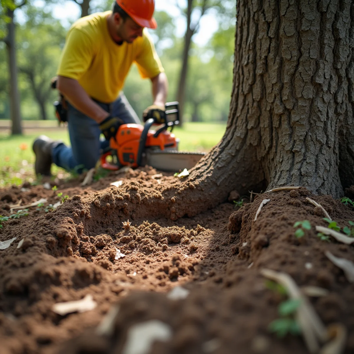 Field arborist inspection for tree roots foundation austin
