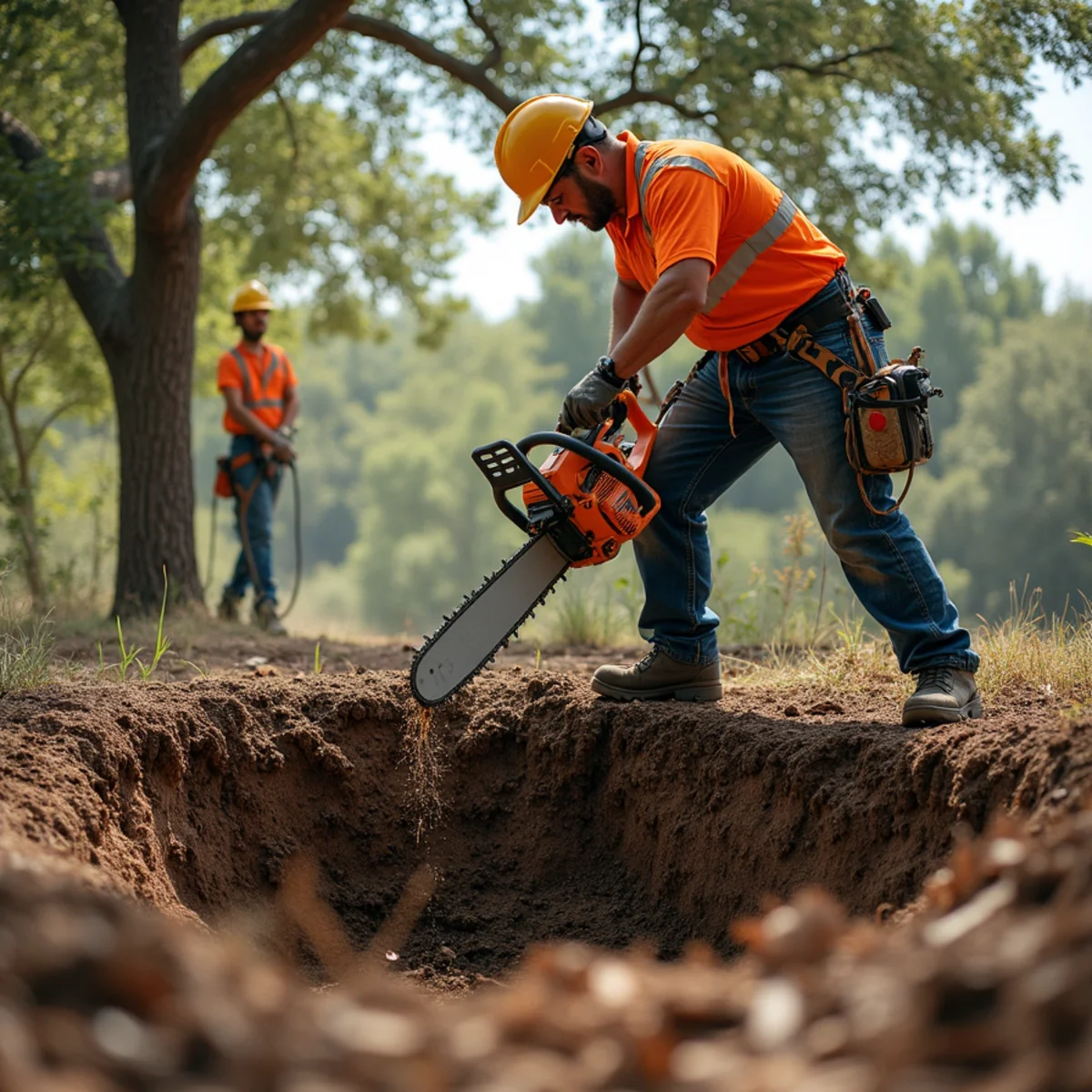 Specialized rigging equipment for tree roots foundation austin