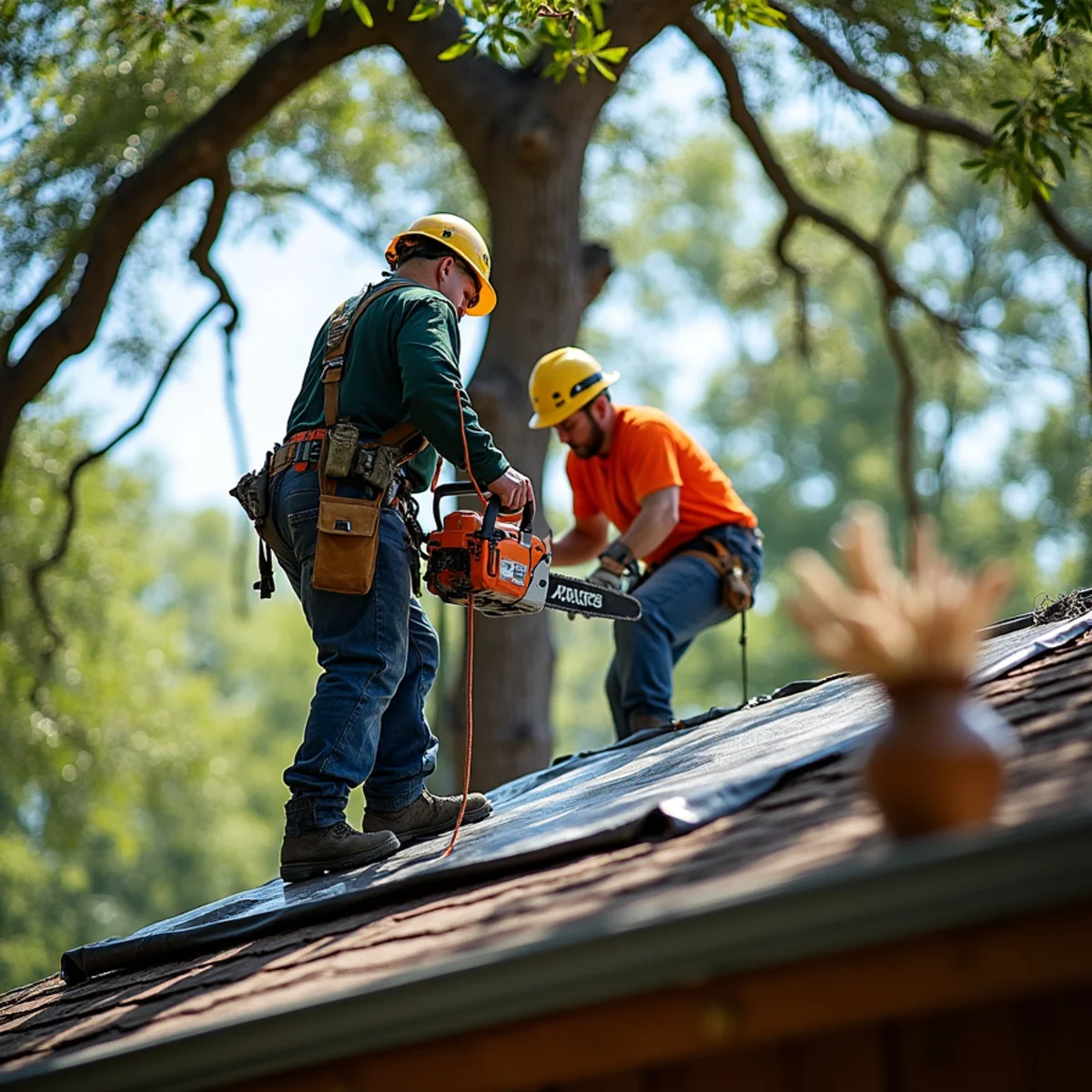 Commercial equipment and processing during 24/7 emergency tree service