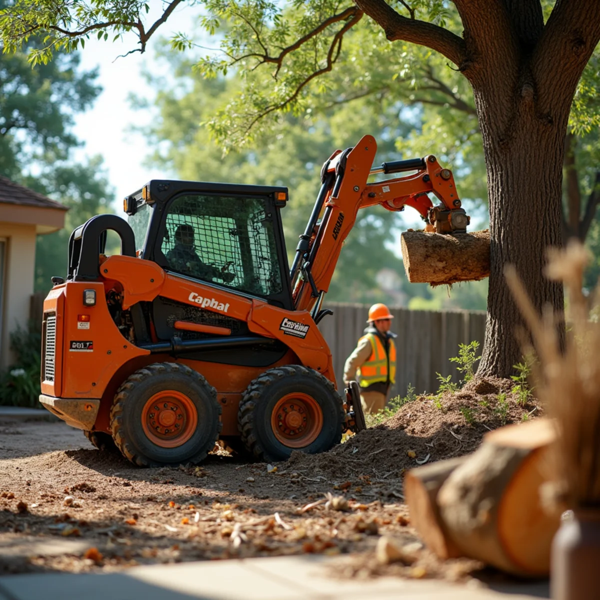 Commercial equipment and processing during fallen tree removal