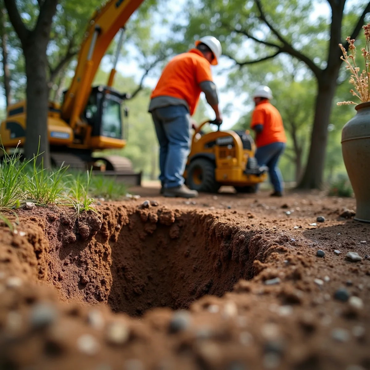 Stump grinding and clean backfill on Barton Creek property