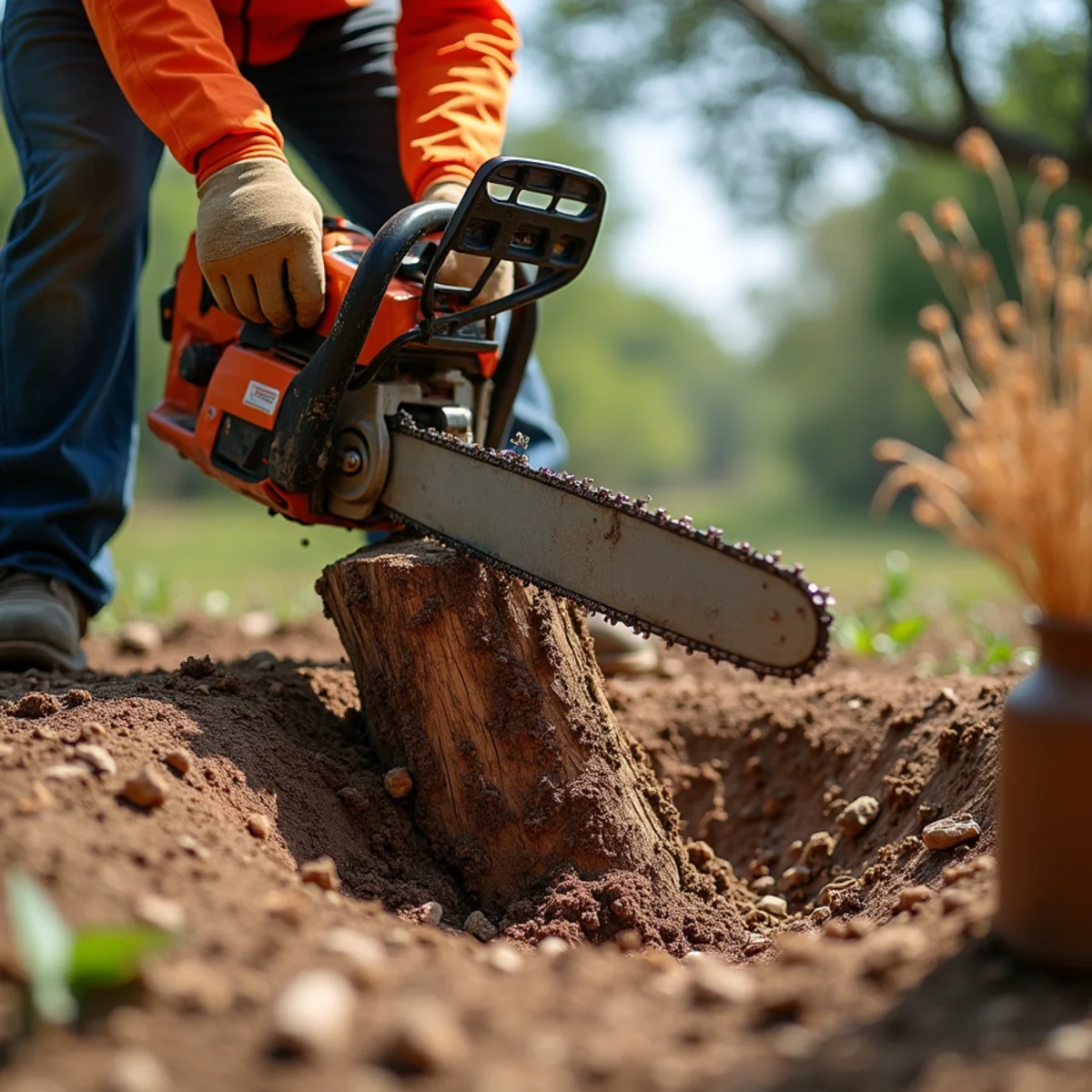 Stump grinding and clean backfill on Del Valle property