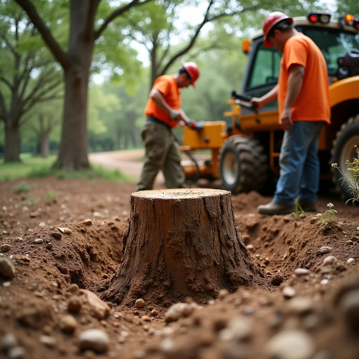 Stump grinding and clean backfill on Dripping Springs property
