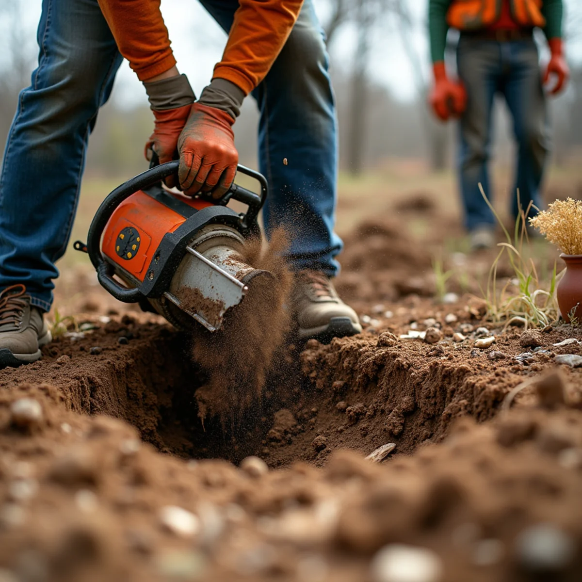 Stump grinding and clean backfill on Elgin property