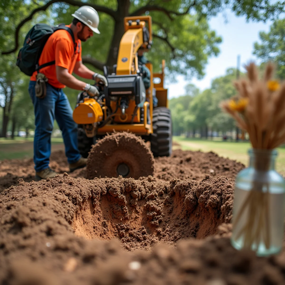 Stump grinding and clean backfill on Georgetown property