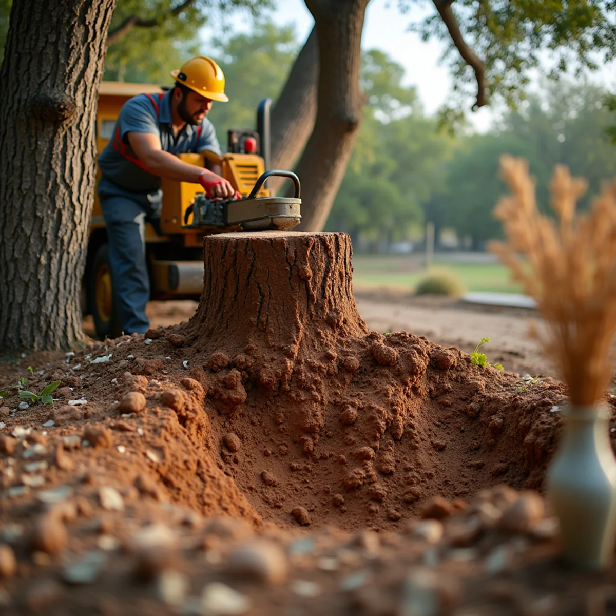 Stump grinding and clean backfill on Jonestown property