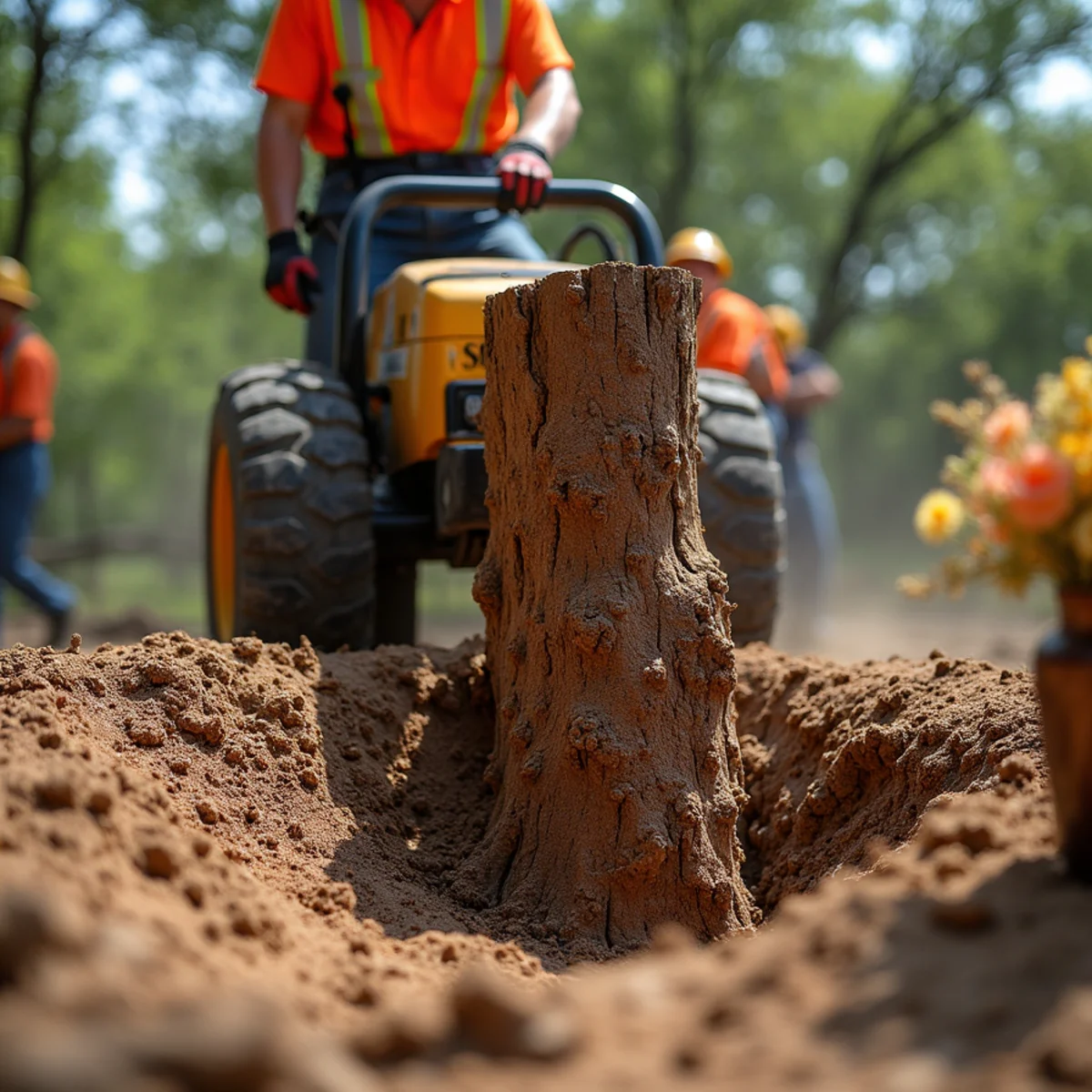 Stump grinding and clean backfill on Lago Vista property