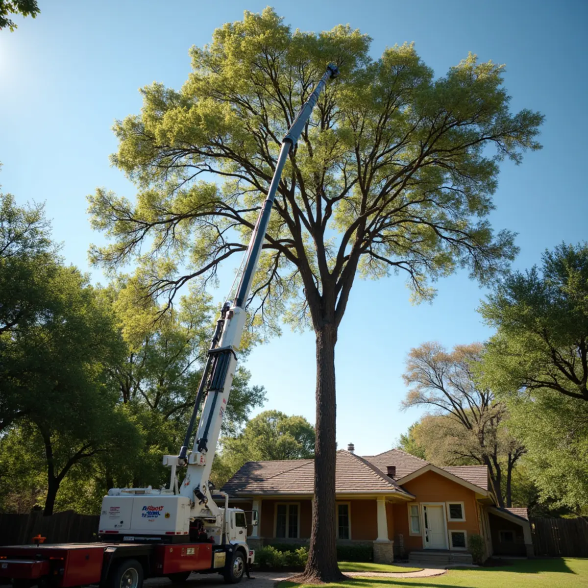 Tree removal and crane rigging in Mustang Ridge TX