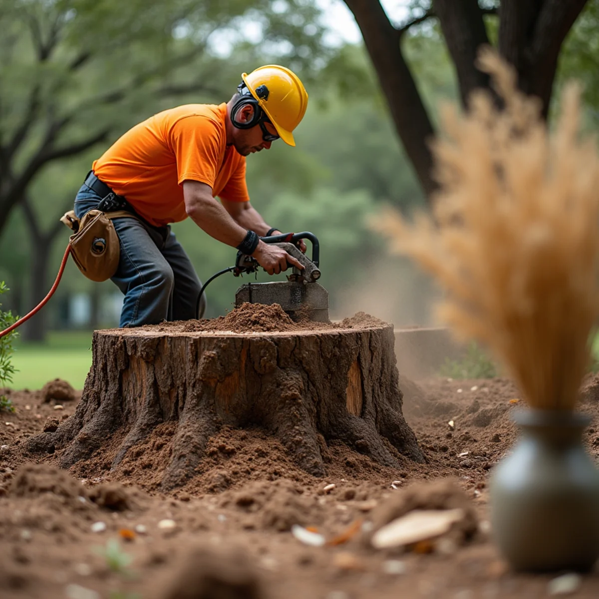 Stump grinding and clean backfill on San Leanna property