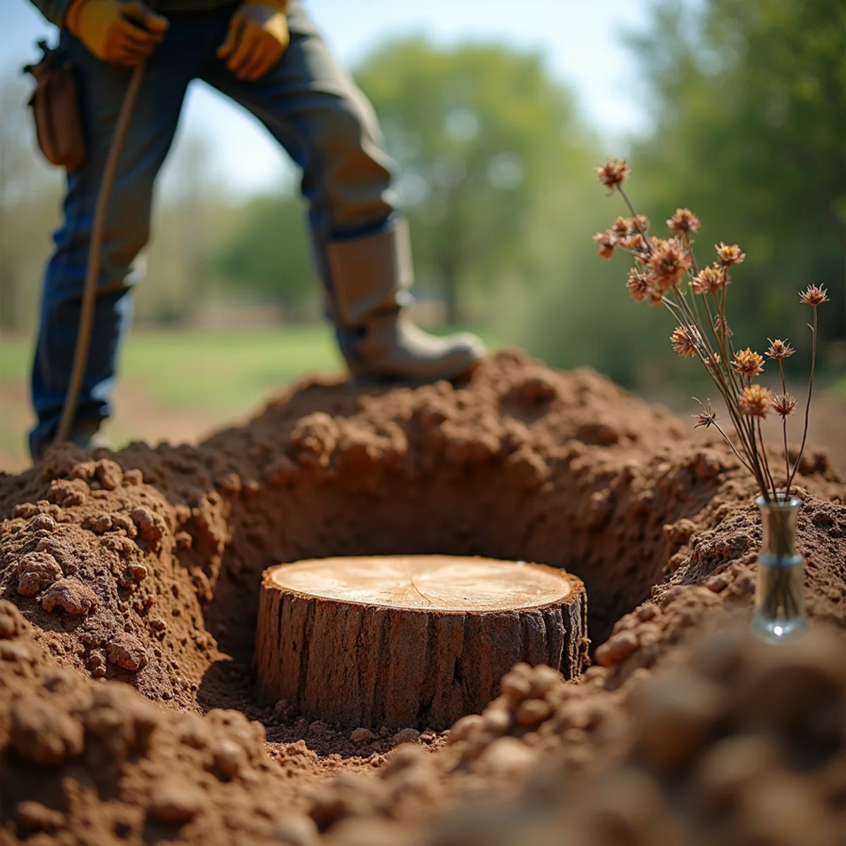 Stump grinding and clean backfill on Wells Branch property