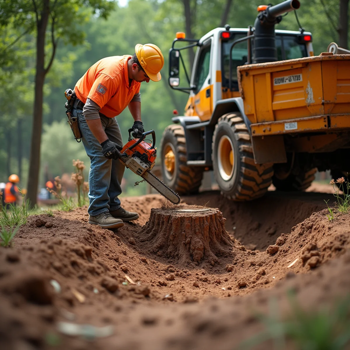 Stump grinding and clean backfill on Williamson County property